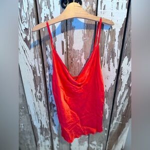 Suzy D Satin Draped Cami Top Orange Size Medium NWT